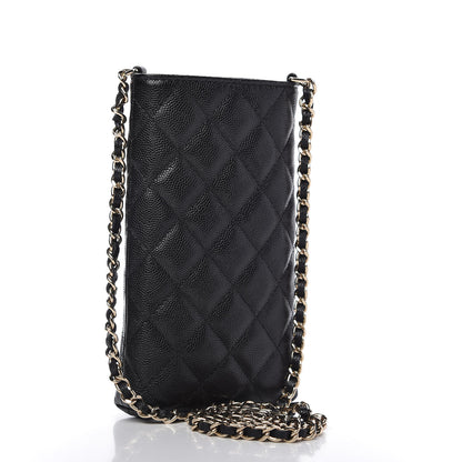 Chanel Caviar Quilted French New Wave Phone Holder With Chain Black 3 of 11