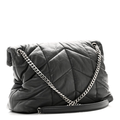 Saint Laurent Calfskin Quilted Medium Loulou Puffer Monogram Chain Satchel Storm 3 of 10