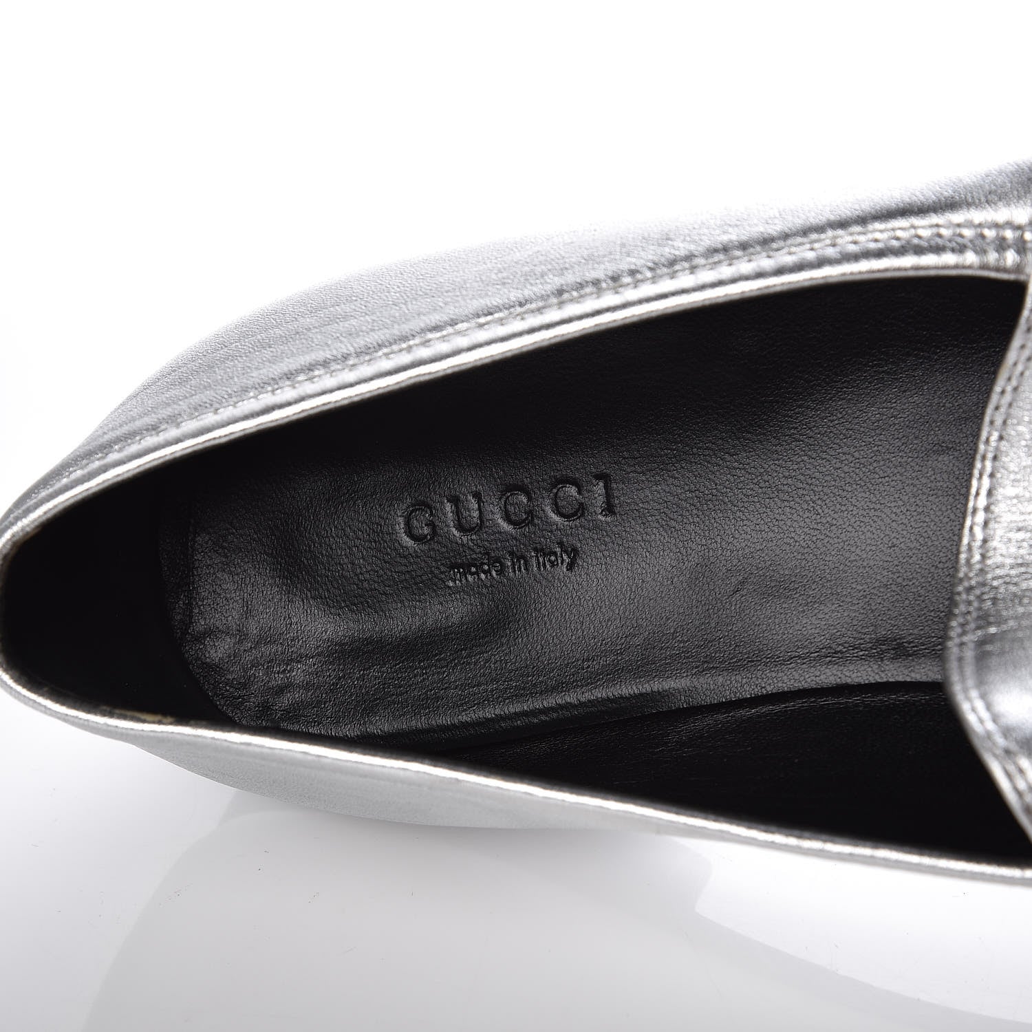 Gucci Metallic Nappa Womens Jordaan Loafers 40 Argento 7 of 13