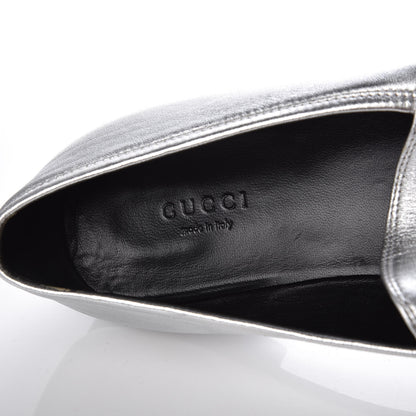 Gucci Metallic Nappa Womens Jordaan Loafers 40 Argento 7 of 13