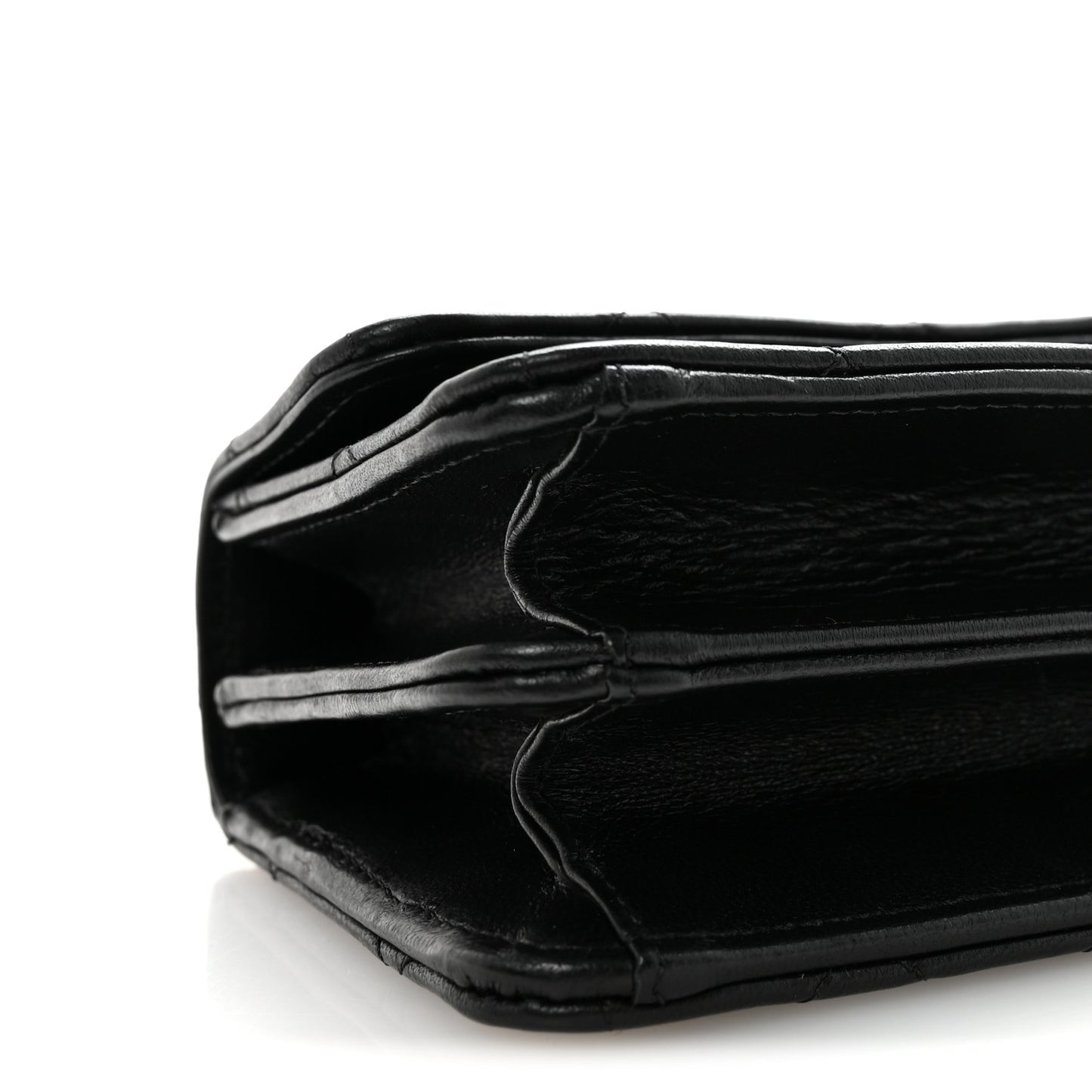 Lambskin Quilted Chain Top Handle Clutch With Chain Black