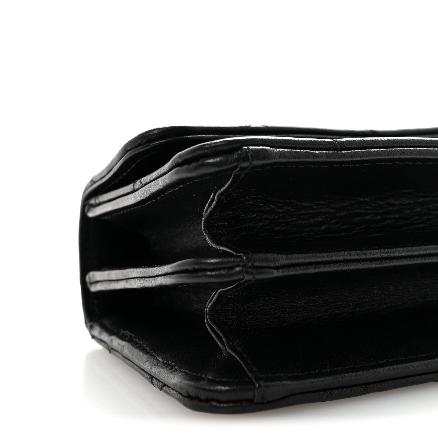 Chanel Lambskin Quilted Chain Top Handle Clutch With Chain Black 10 of 11