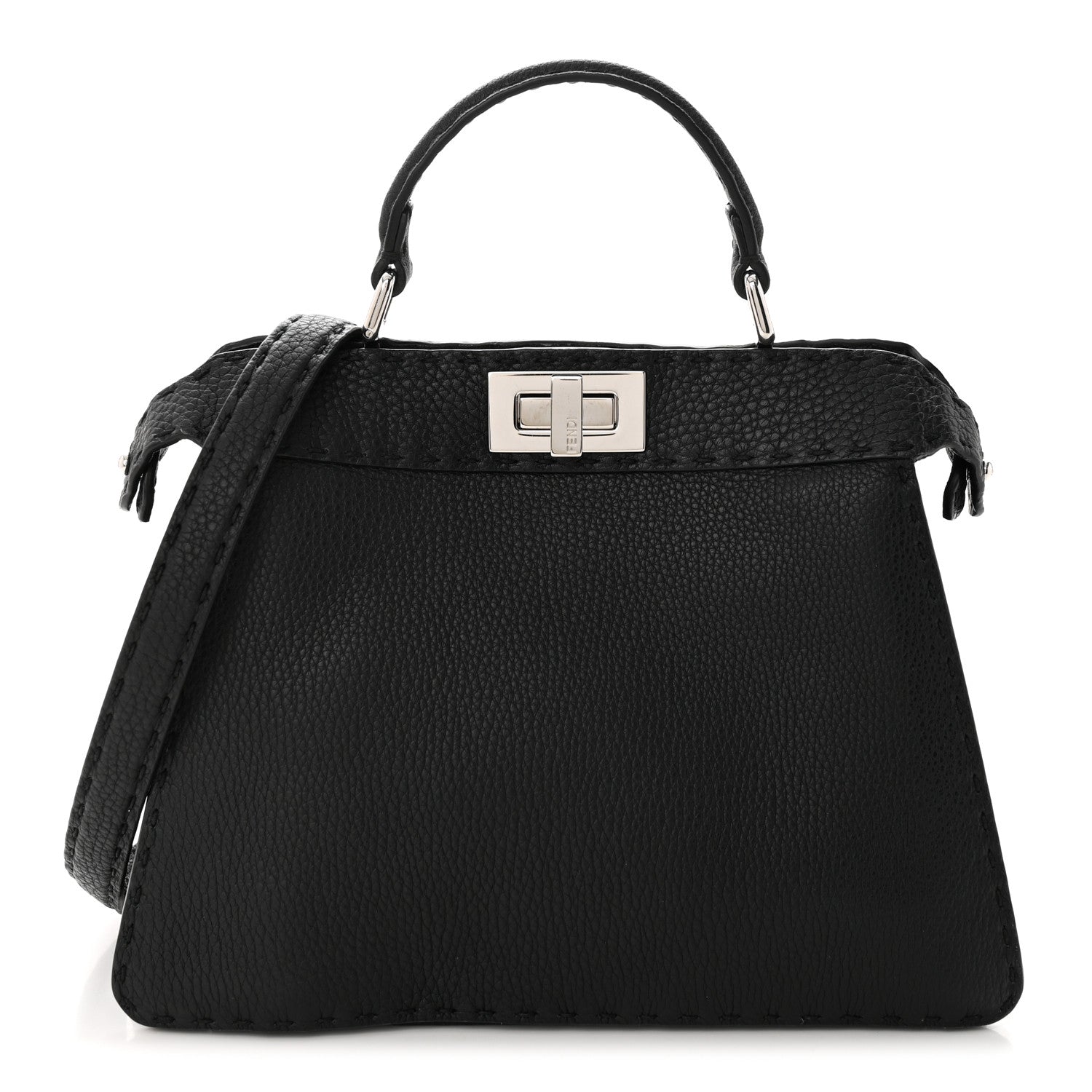 Fendi Cuoio Romano Selleria Chamois Small Peekaboo I SEE U Satchel Black Camel Sunflower 1 of 16