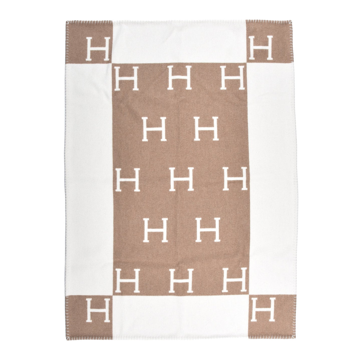 Wool Cashmere Avalon Baby Blanket Noisette Moyen White