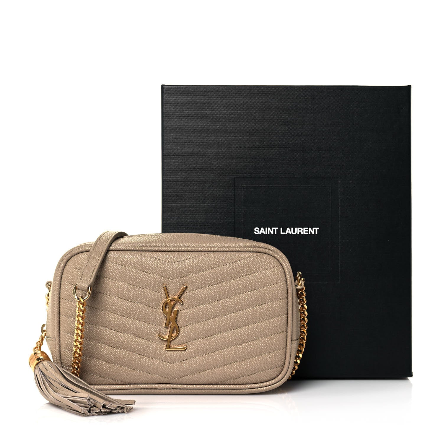 Saint Laurent Grain De Poudre Matelasse Monogram Mini Lou Camera Bag Dark Beige 11 of 11
