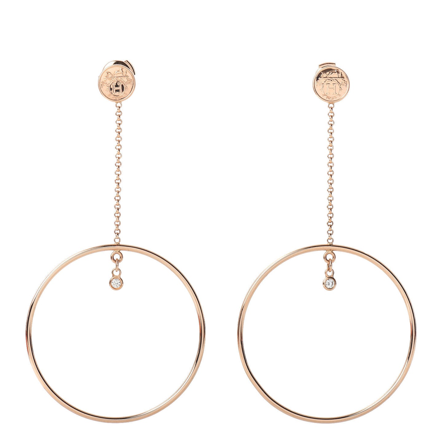 18K Rose Gold Diamond Ex-Libris Earrings