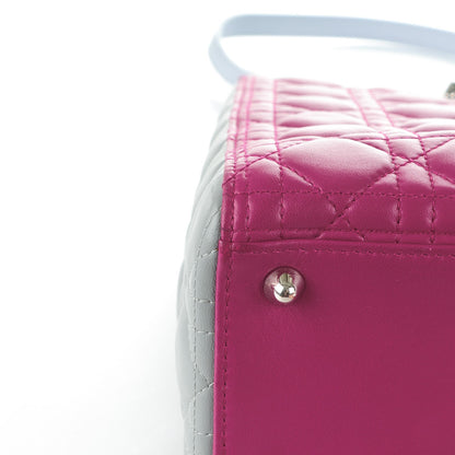 Christian Dior Lambskin Cannage Large Tri-Color Lady Dior Toxic Purple Grey Light Blue 9 of 12