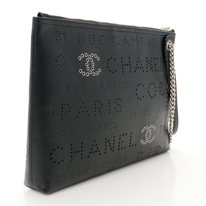 Chanel Calfskin Eyelets Clutch Black 3 of 9