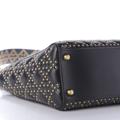 Christian Dior Calfskin Cannage Studded Medium Supple Lady Dior Black 6 of 9