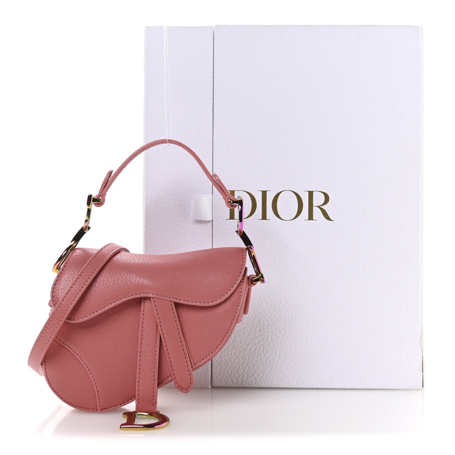 Christian Dior Goatskin Micro Saddle Bag With Strap Coral Powder 11 of 11