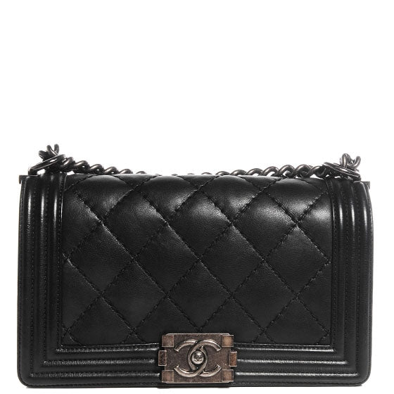 Calfskin Quilted Medium Boy Flap Black