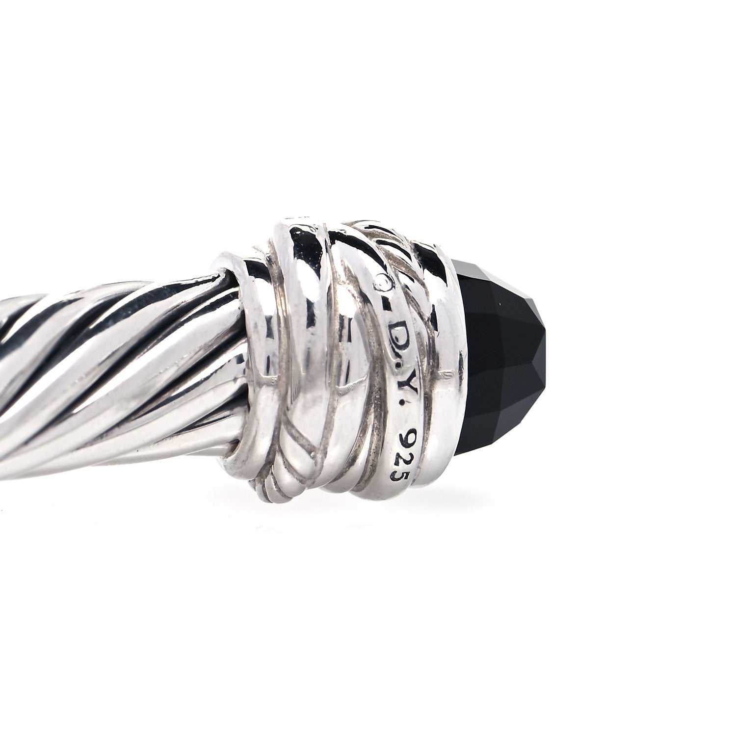 David Yurman Sterling Silver Diamond Black Onyx 7mm Cable Classics Crossover Bracelet 4 of 6