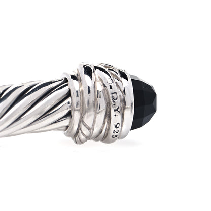 David Yurman Sterling Silver Diamond Black Onyx 7mm Cable Classics Crossover Bracelet 4 of 6