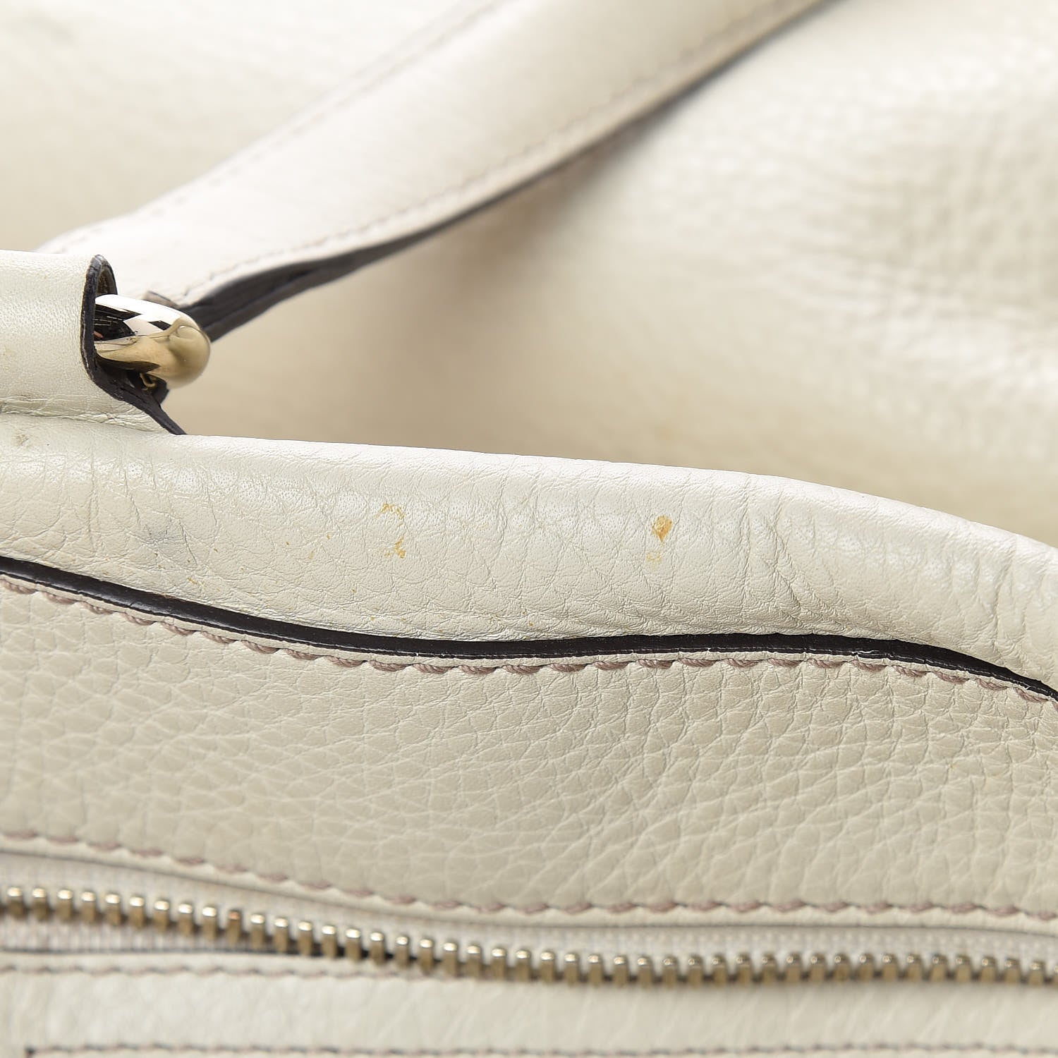 Gucci Pebbled Calfskin Large Soho Top Handle Bag Off White 13 of 19