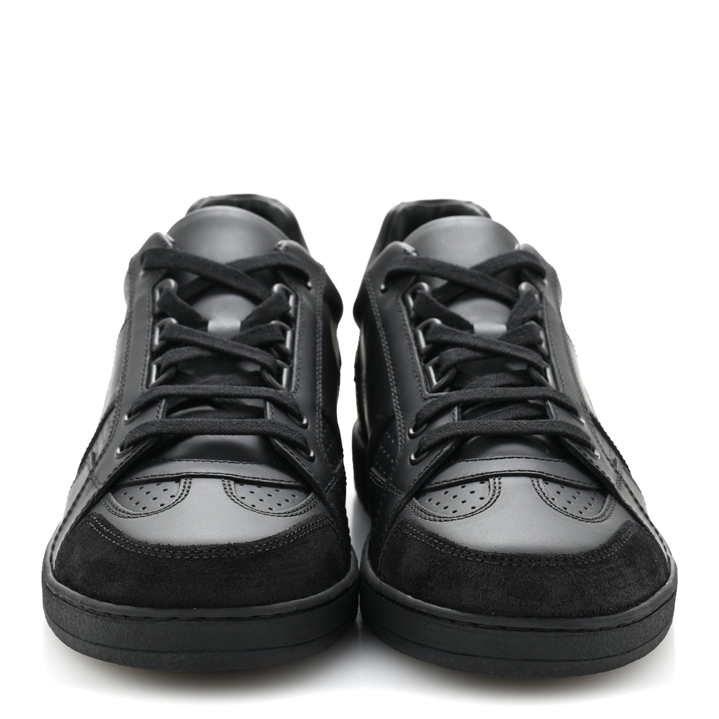 Calfskin Suede Logo Sneakers 37 Black