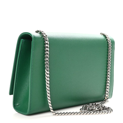 Saint Laurent Grain De Poudre Medium Classic Monogram Kate Satchel Brilliant Grass 3 of 10