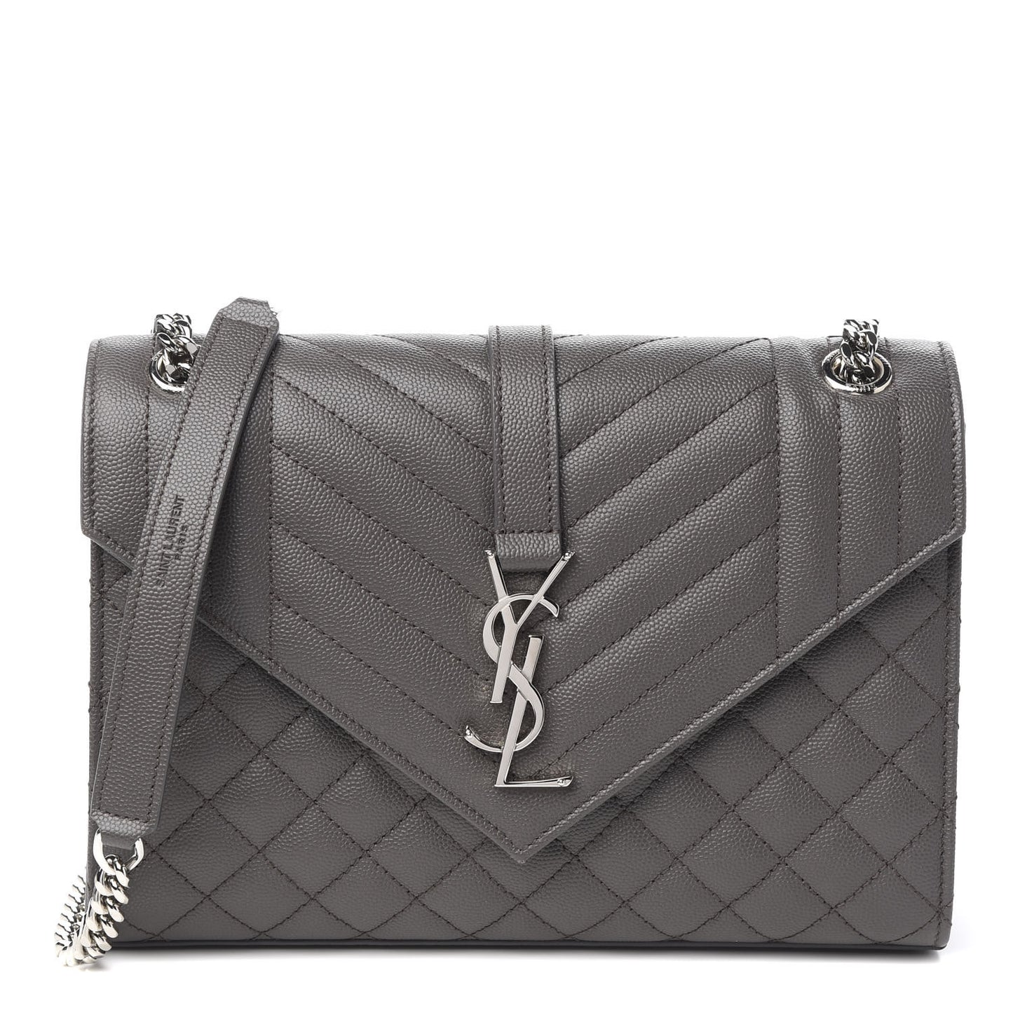 Grain De Poudre Textured Mixed Matelasse Medium Triquilt Monogram Satchel Earth