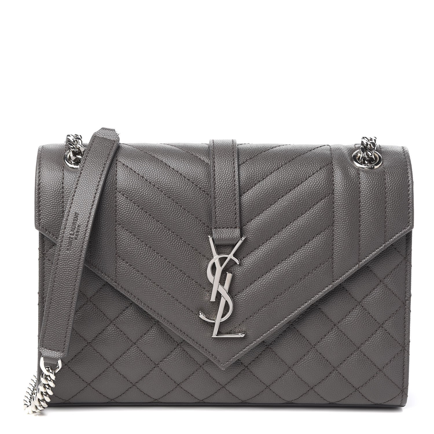 Saint Laurent Grain De Poudre Textured Mixed Matelasse Medium Triquilt Monogram Satchel Earth 1 of 8