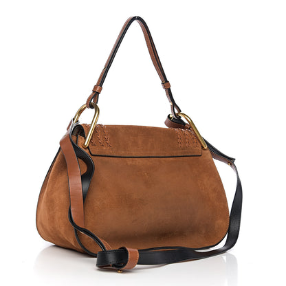 Chloe Suede Braided Medium Hudson Double Carry Shoulder Bag Caramel 2 of 8