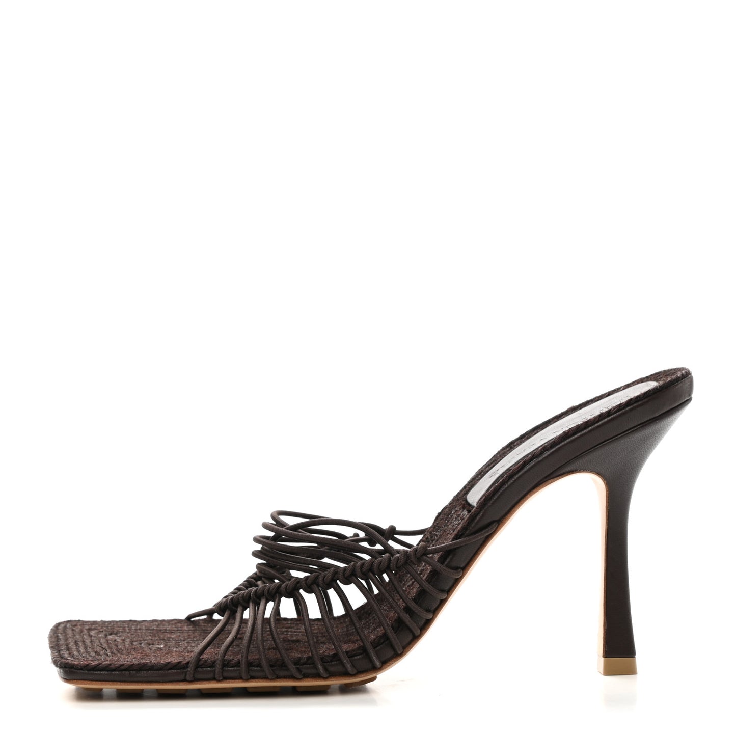 Raffia Elasticized Stretch Mule Sandals 39 Bitter Chocolate