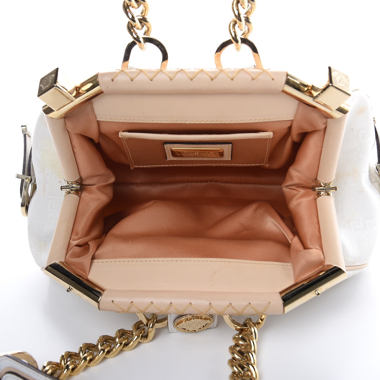 Satin Chain Satchel White