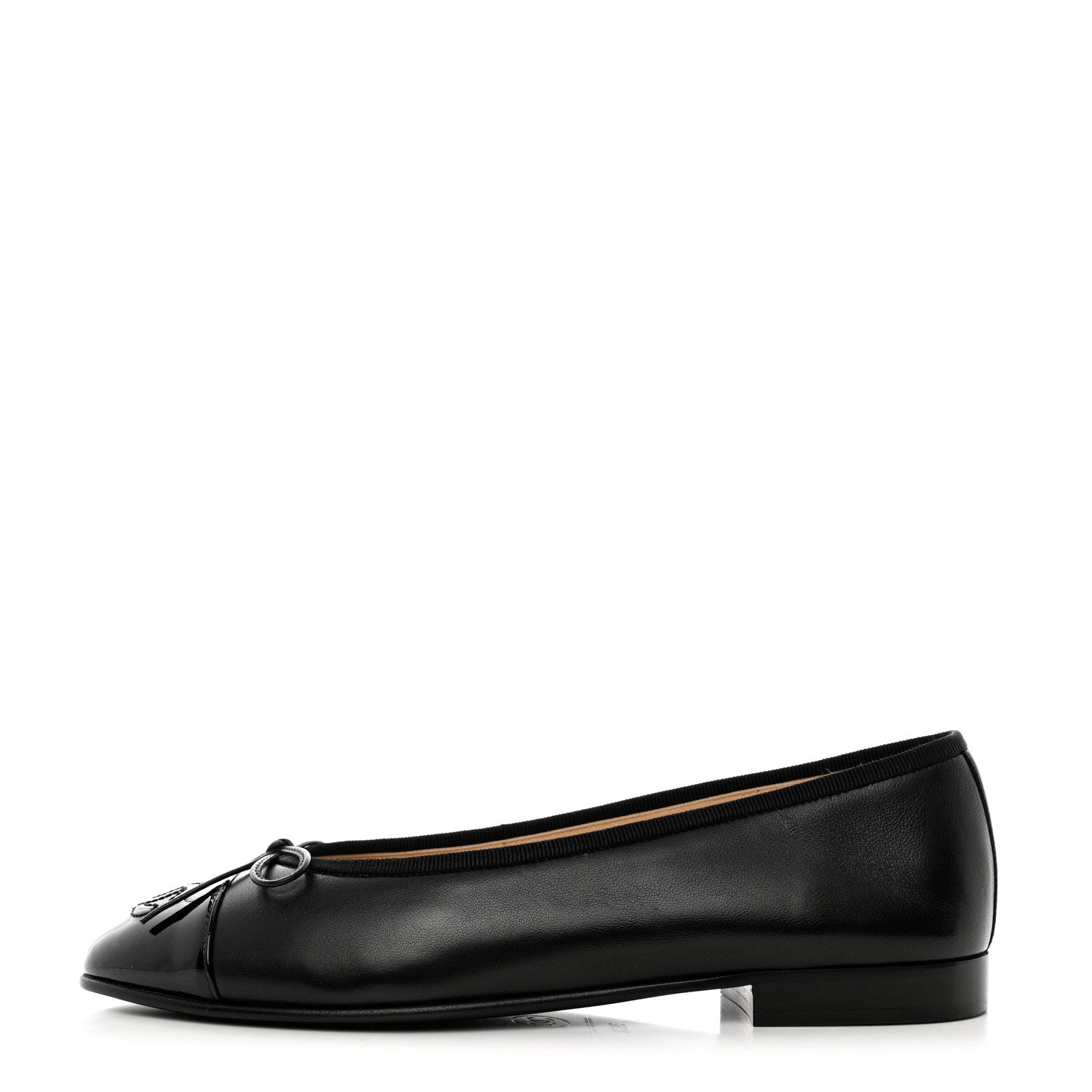 Chanel Lambskin Patent Cap Toe Ballerina Flats 36.5 Black 1 of 10