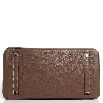 Hermes Taurillon Clemence Birkin 35 Etoupe 4 of 22