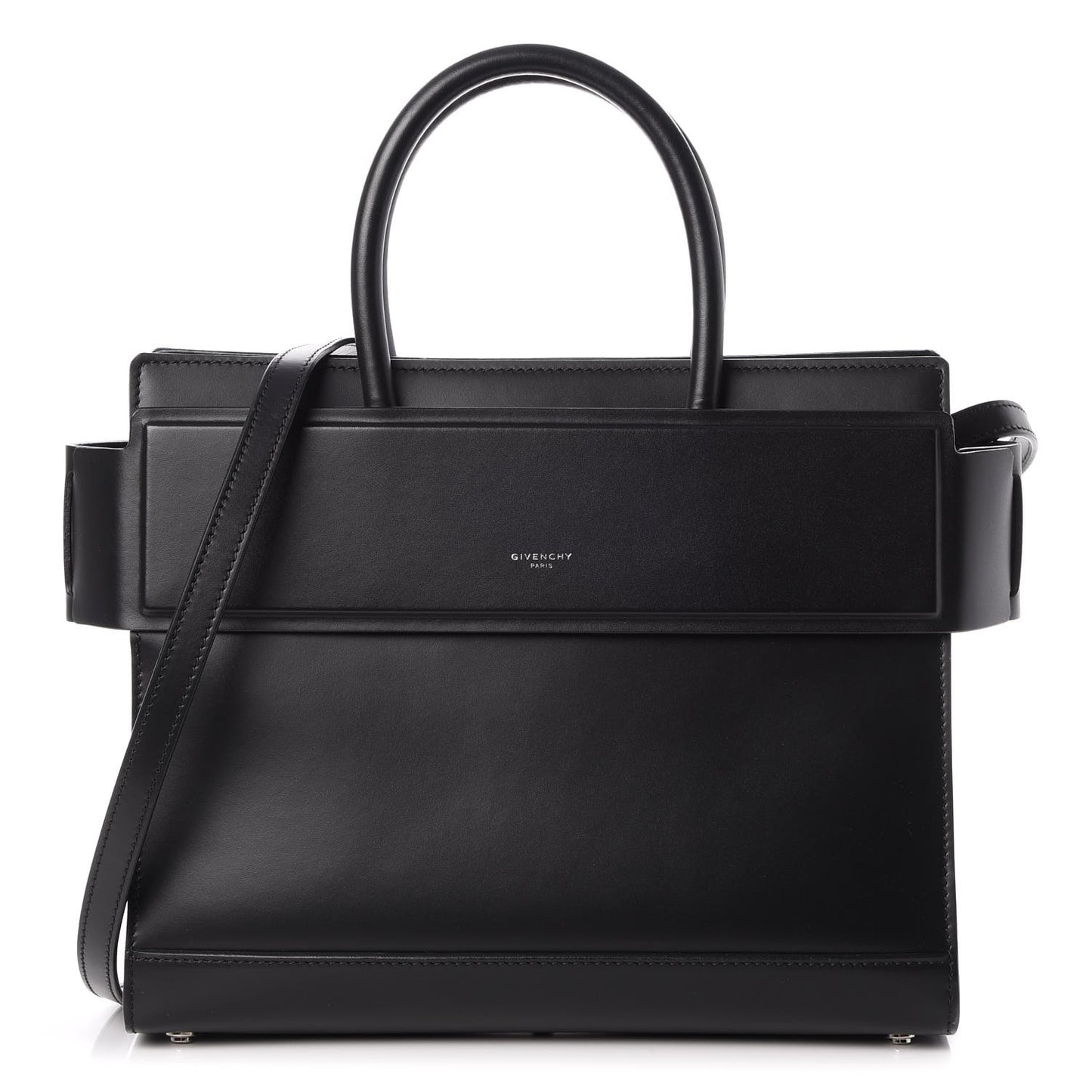 Smooth Calfskin Small Horizon Satchel Black