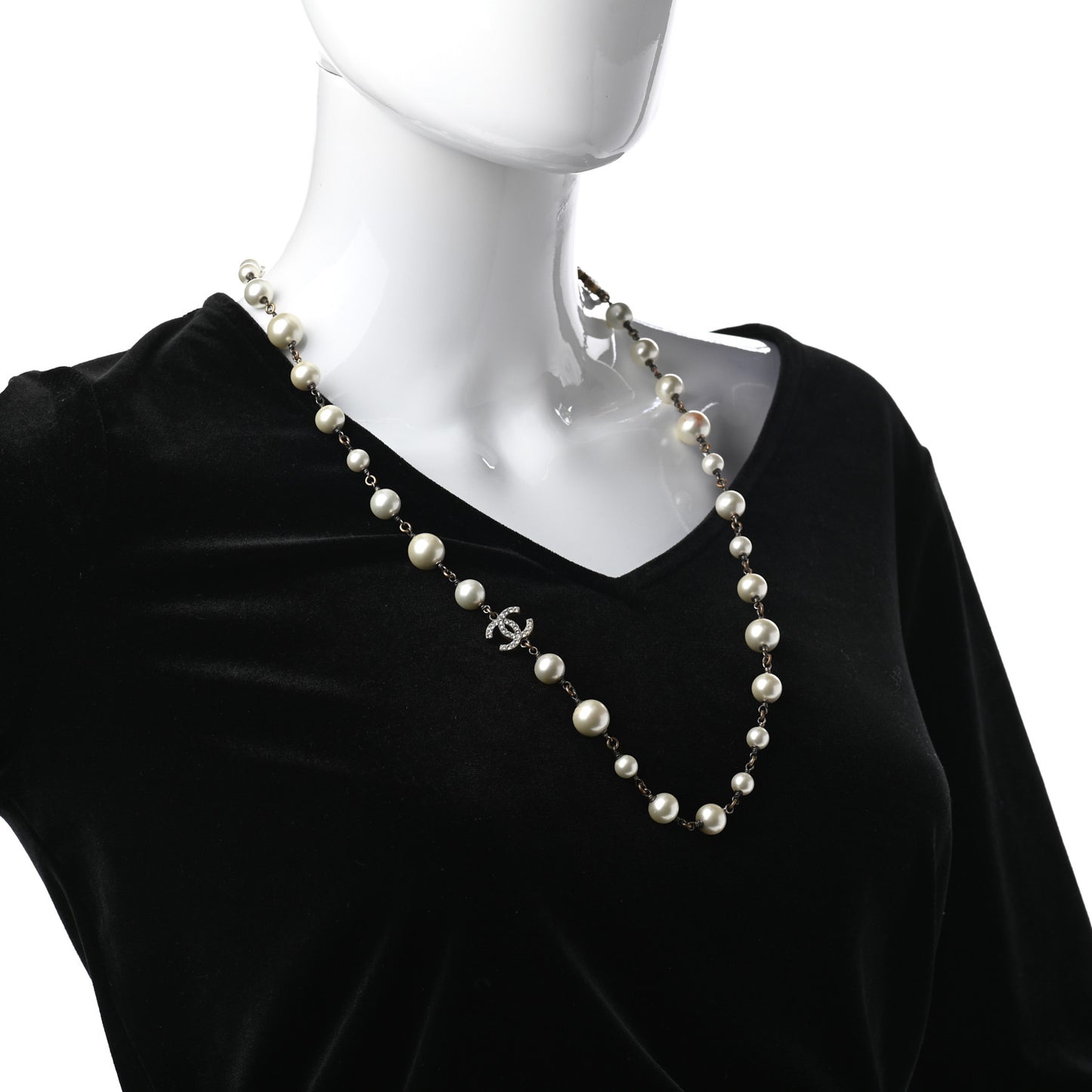 Swarovski Crystal Pearl CC Heart Necklace Gold