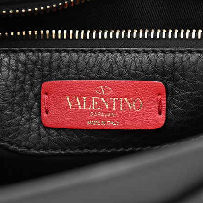 Valentino Garavani Grained Calfskin Rockstud Saddle Bag Black 6 of 11