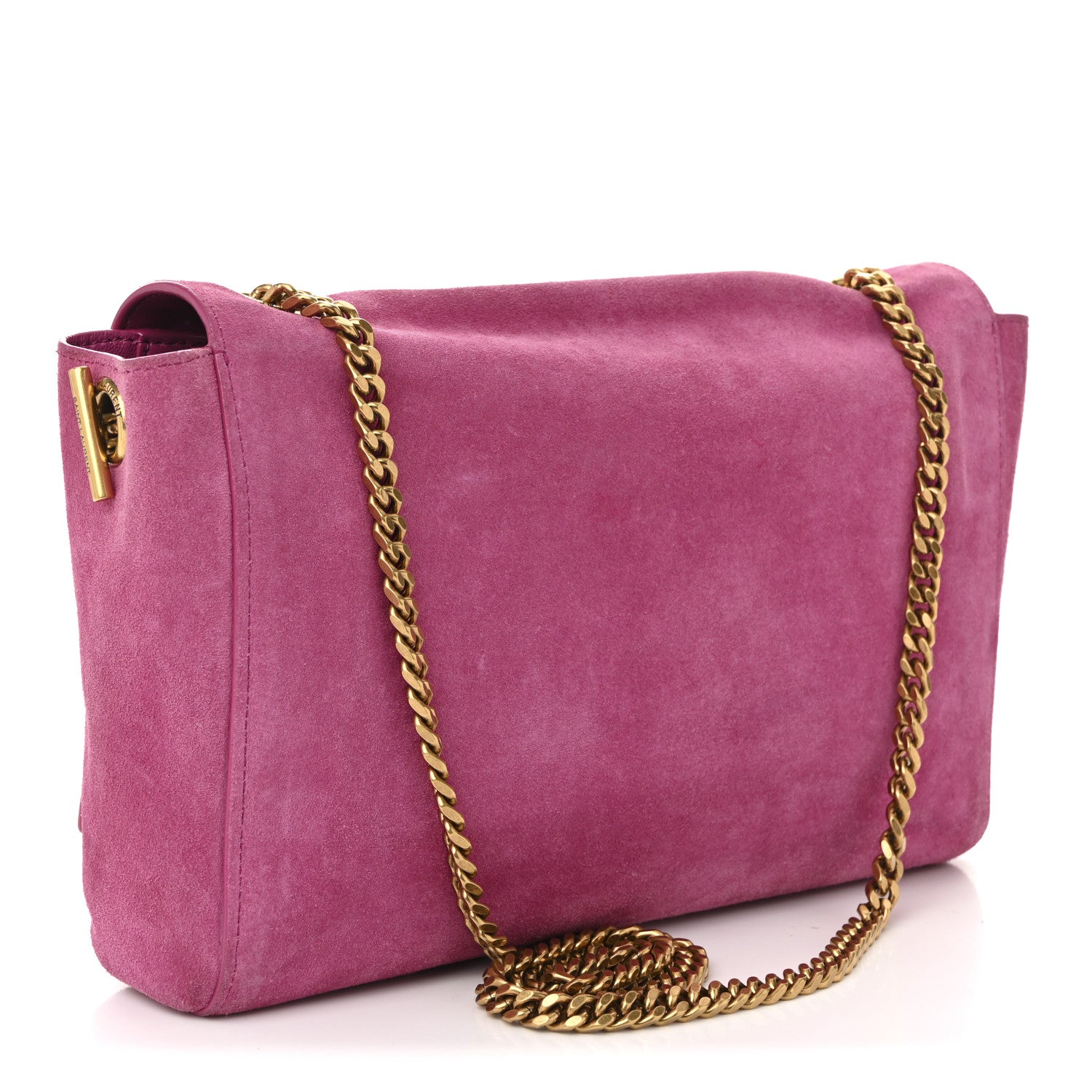Saint Laurent Smooth Calfskin Suede Medium Reversible Monogram Kate Satchel Rose Rubis 8 of 35