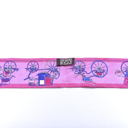 Hermes Silk Voitures Nouvelles Twilly Rouge Rose Fuchsia 3 of 4