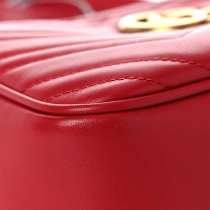 Gucci Calfskin Matelasse Small GG Marmont Chain Shoulder Bag Hibiscus Red 10 of 13