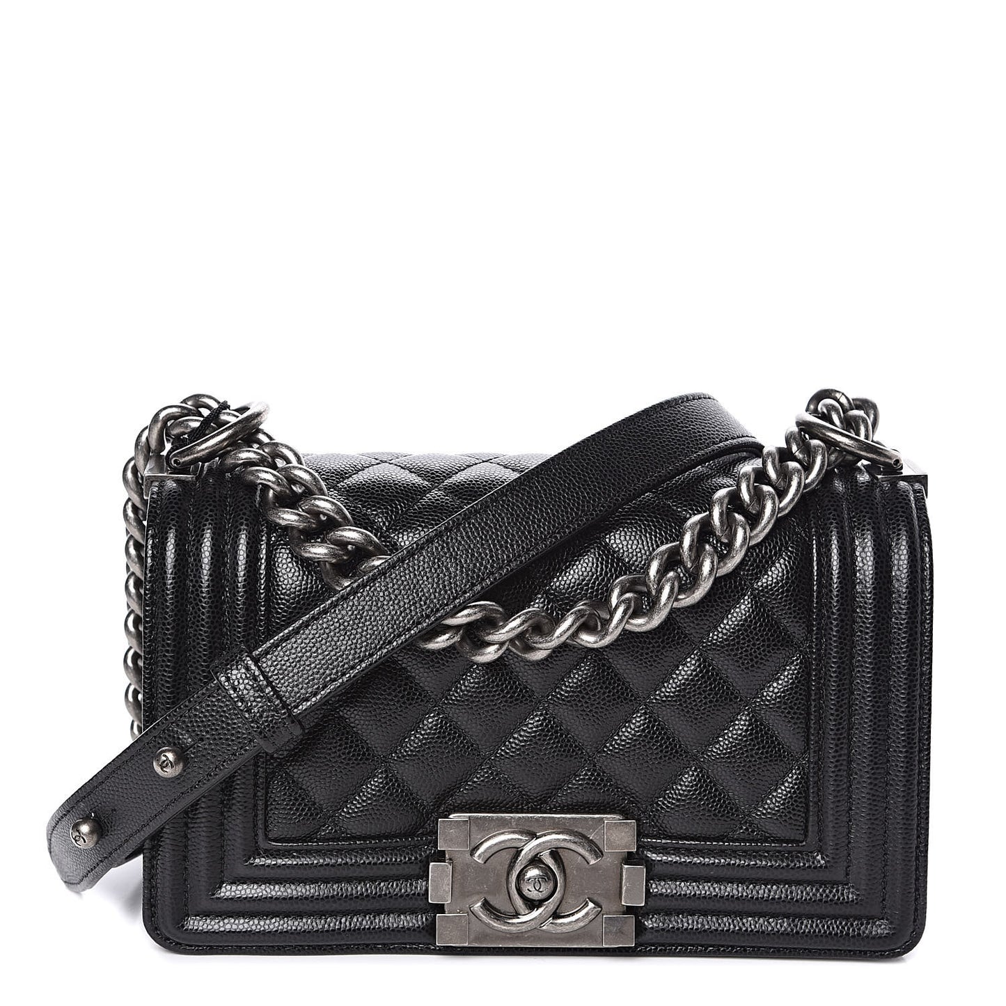 Caviar Quilted Small Boy Flap Black