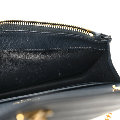 Saint Laurent Grain De Poudre Matelasse Chevron Monogram Envelope Chain Wallet Dark Smog 8 of 8