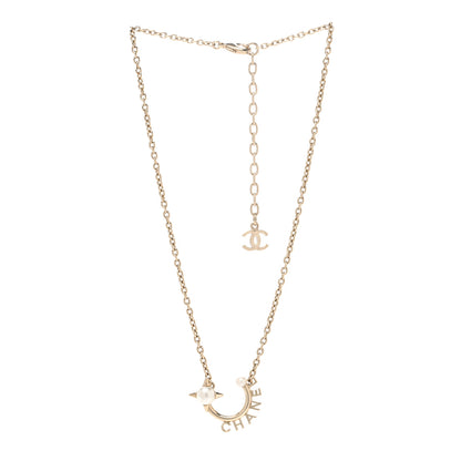 Chanel Pearl Logo Necklace Gold 3 of 4