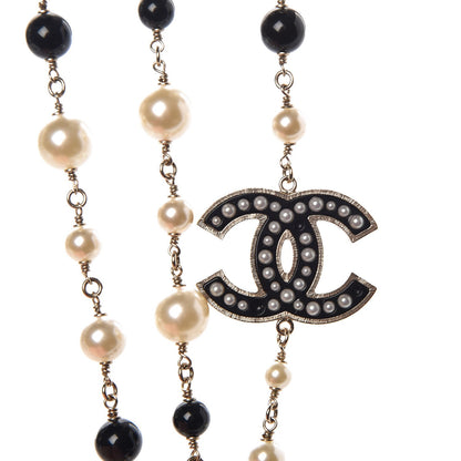 Chanel Resin Pearl Multi Strand CC Necklace Black 5 of 7
