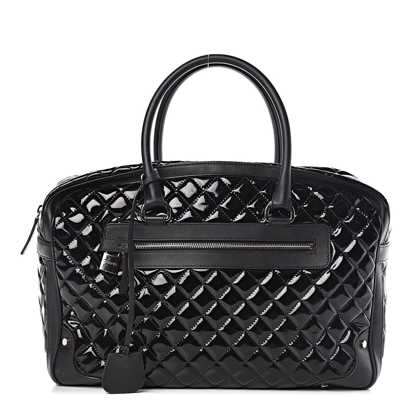 Patent Quilted Travel Bag Black