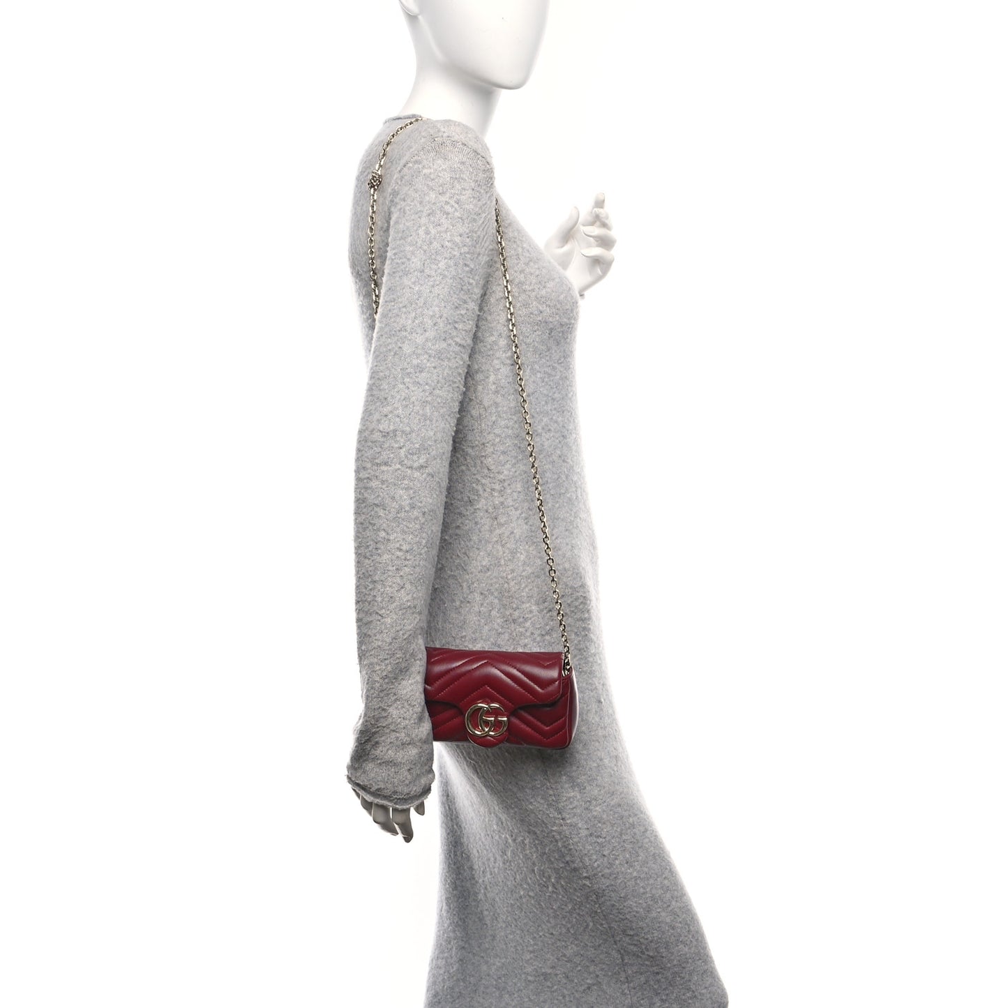 Lambskin Matelasse Mini GG Marmont Shoulder Bag Rosso Ancora