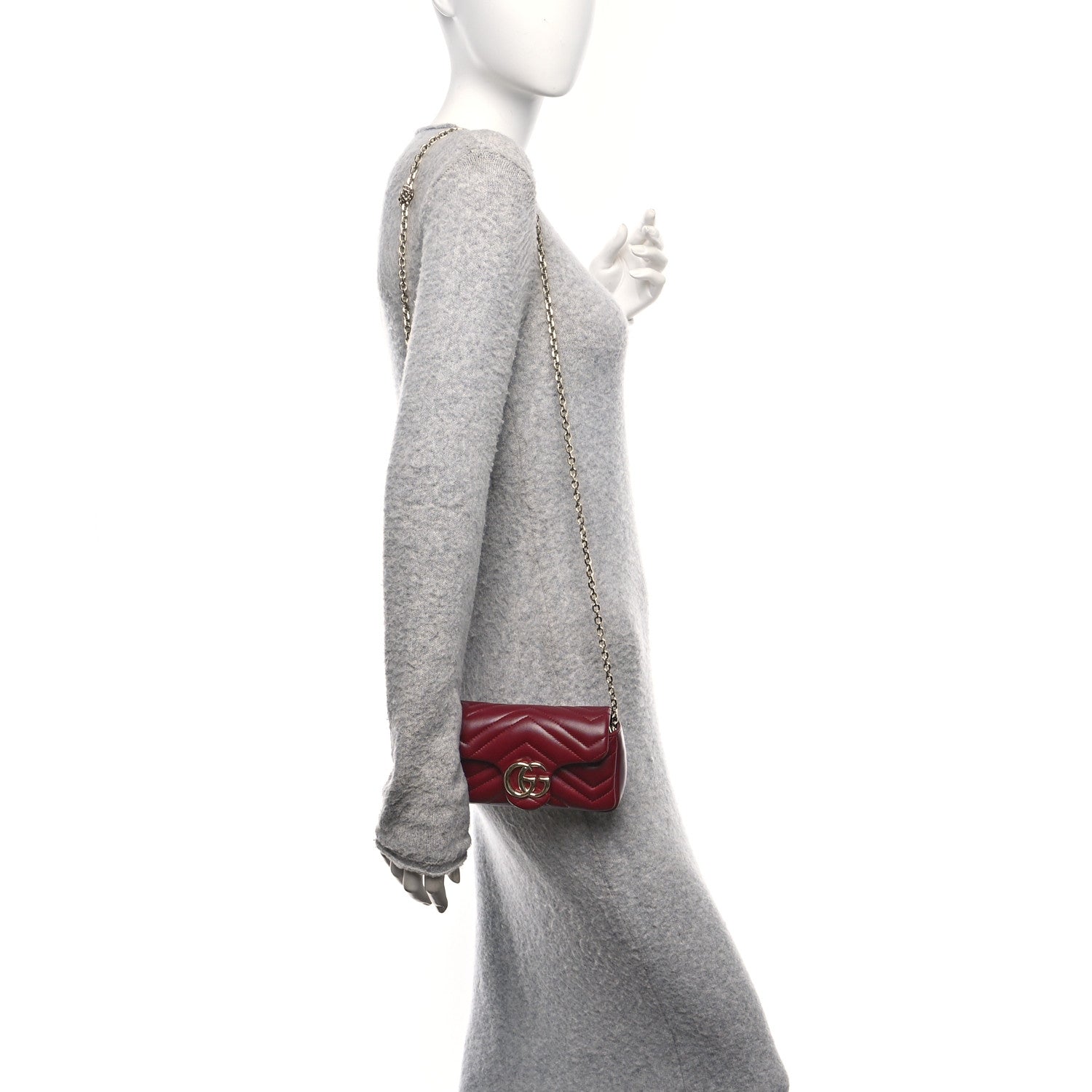 Gucci Lambskin Matelasse Mini GG Marmont Shoulder Bag Rosso Ancora 2 of 10