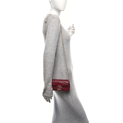 Gucci Lambskin Matelasse Mini GG Marmont Shoulder Bag Rosso Ancora 2 of 10