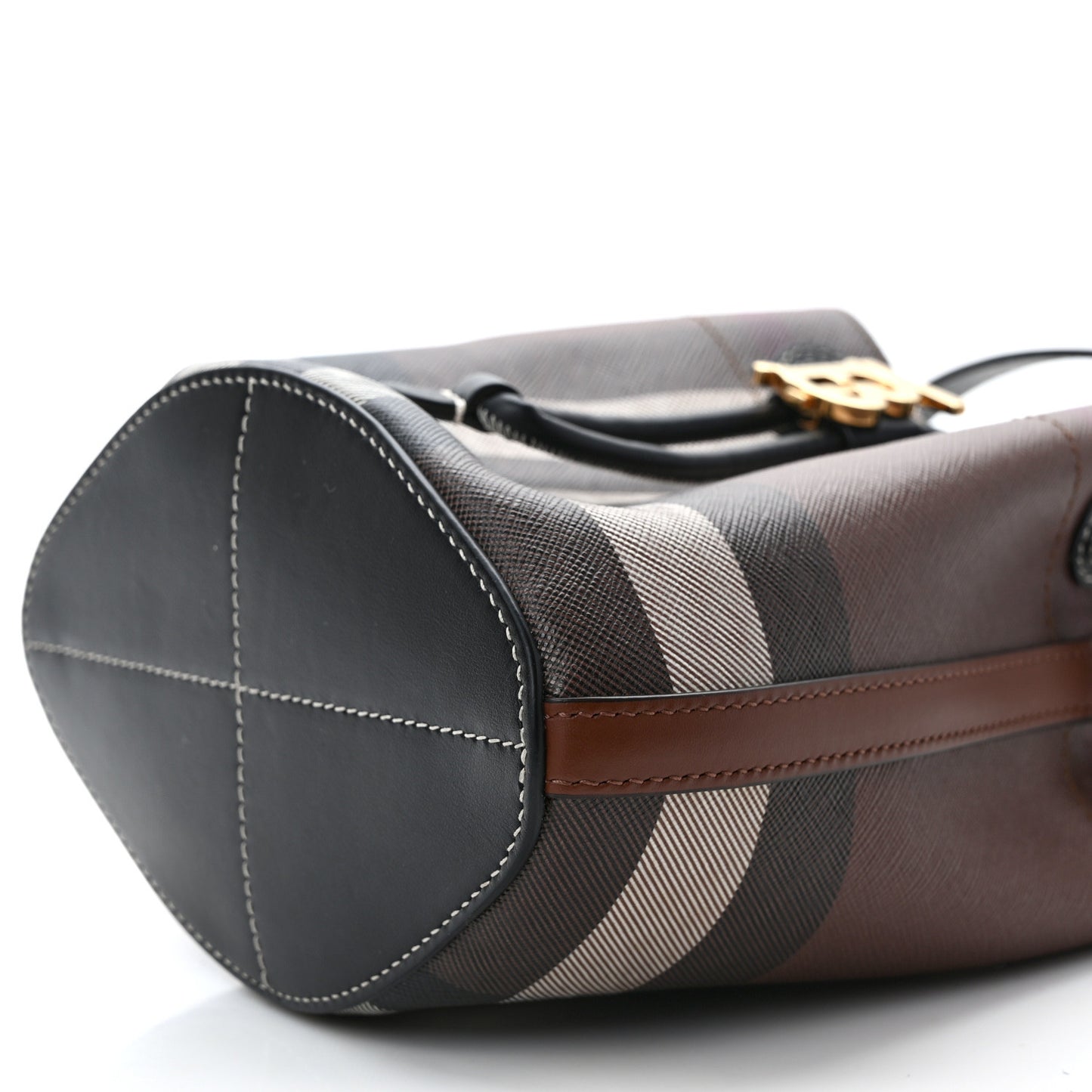 Giant Check Calfskin TB Mini Bucket Bag Dark Birch