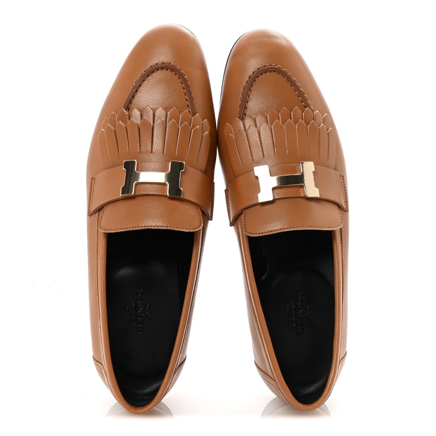 Hermes Goatskin Womens Royal Loafers 37.5 Naturel 2 of 10