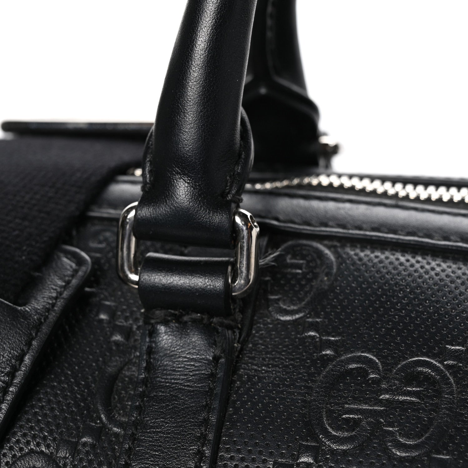Gucci Calfskin GG Tennis Embossed Duffle Bag Black 12 of 14