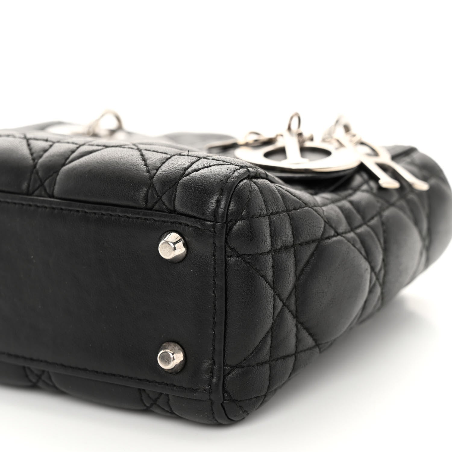 Christian Dior CHRISTIAN DIOR Lambskin Cannage Mini Lady Dior Black 9 of 10