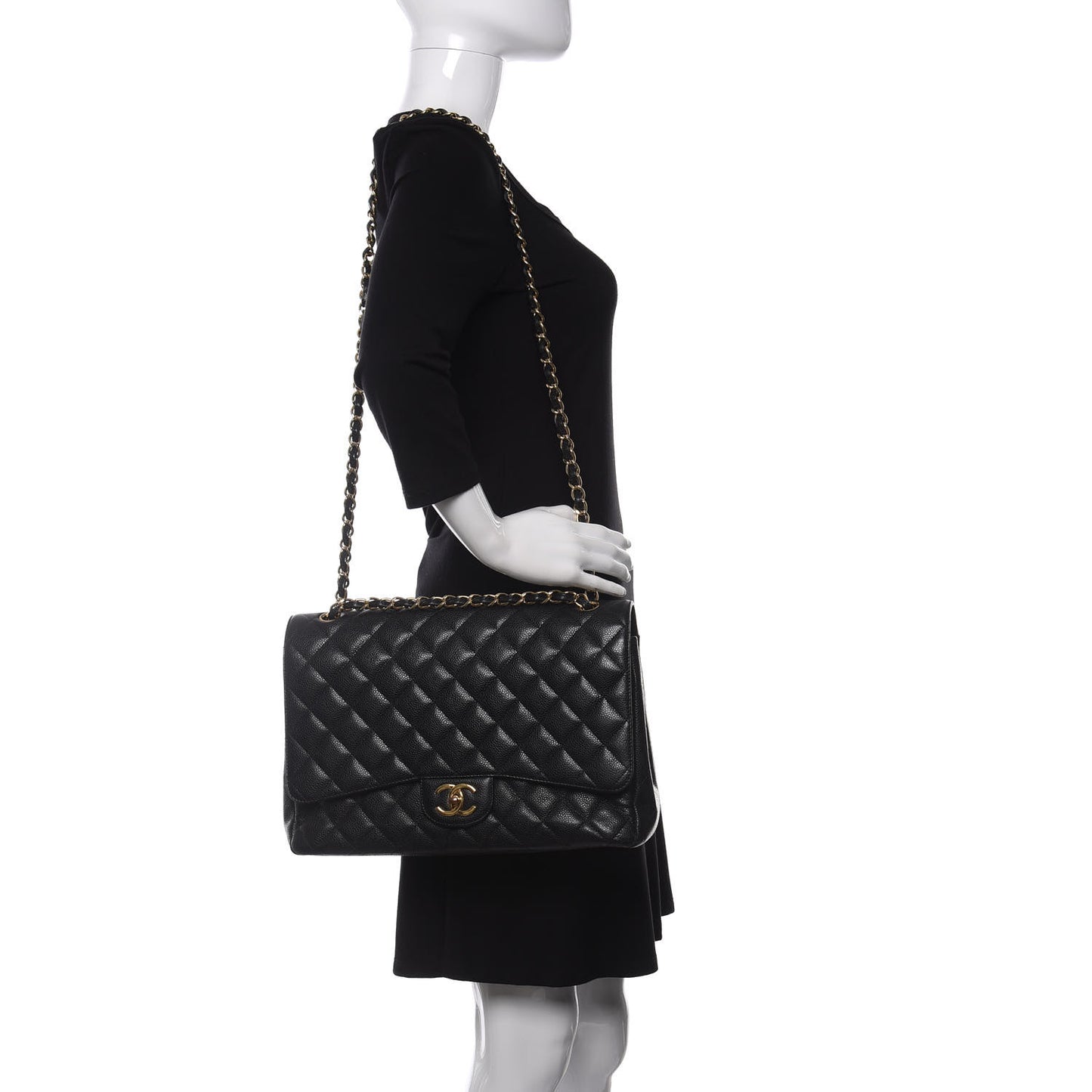 Caviar Quilted Maxi Double Flap Black