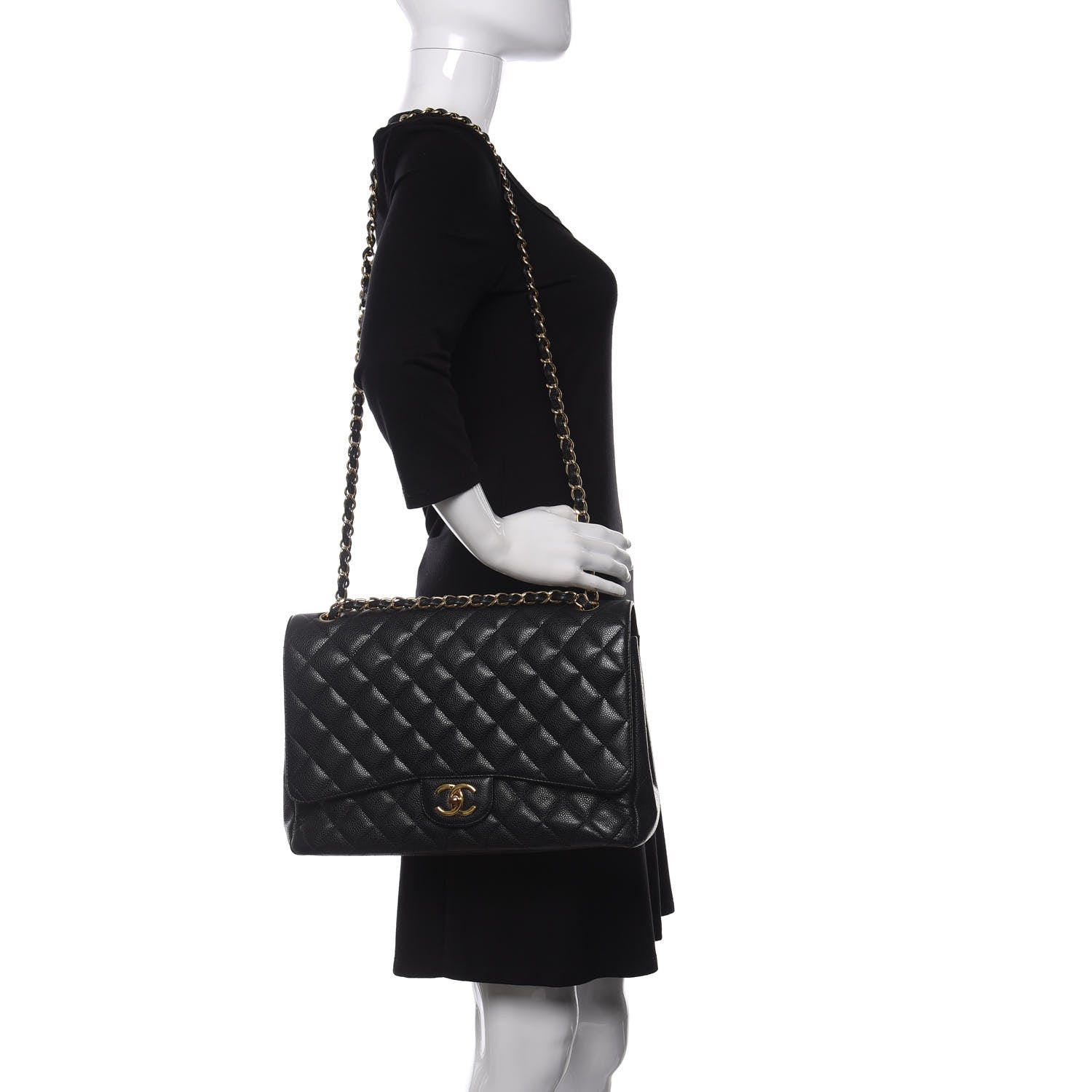 Chanel Caviar Quilted Maxi Double Flap Black 2 of 9