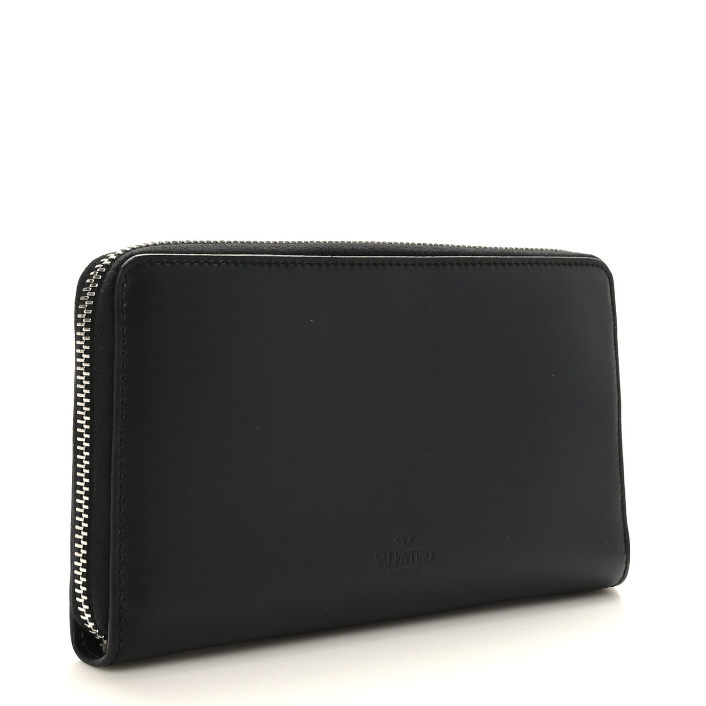 Calfskin VLTN Zip Around Wallet Black