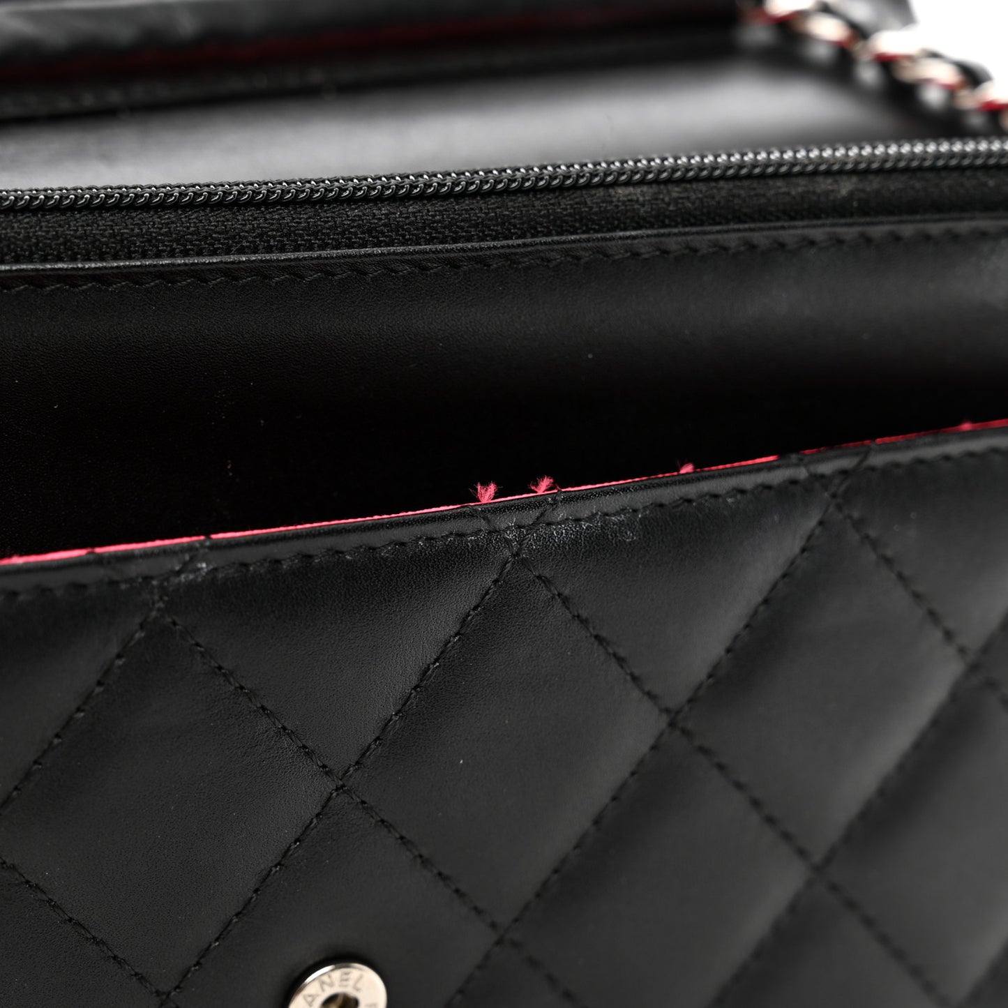 Calfskin Quilted Cambon Wallet on Chain WOC Black