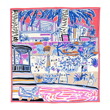 Hermes Cashmere Rayures D'ete Shawl 140 White Bleu Royal Multicolor 1 of 4